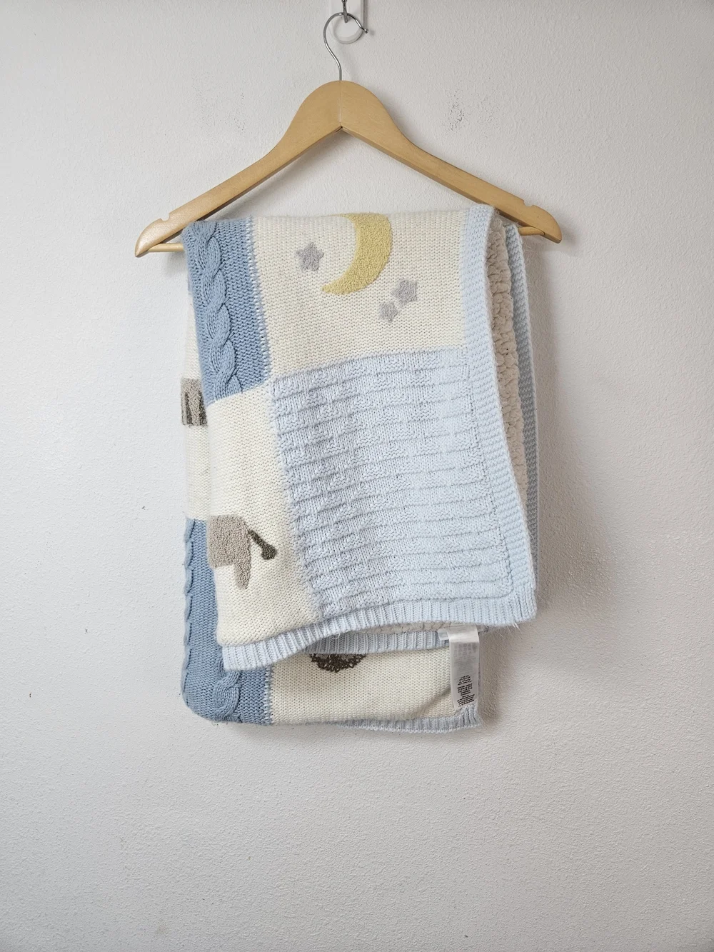 Pottery Barn Kids Heirloom Sherpa-Backed Patchwork Knit Baby Blanket
